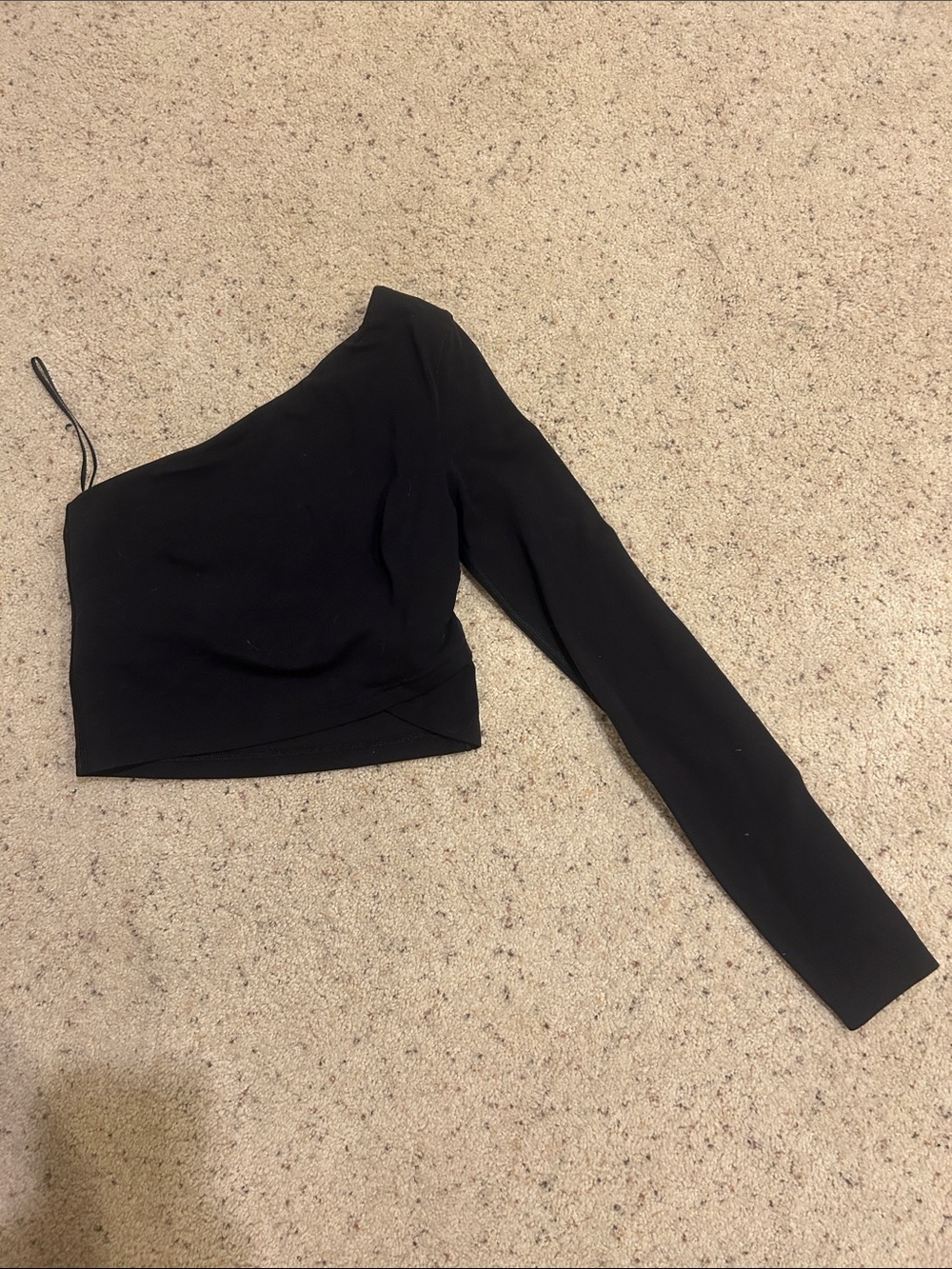 Lululemon Athletica Black One Sleeve Long Sleeve Crop Top